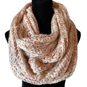 Chunky Pink & Cream Infinity Scarf